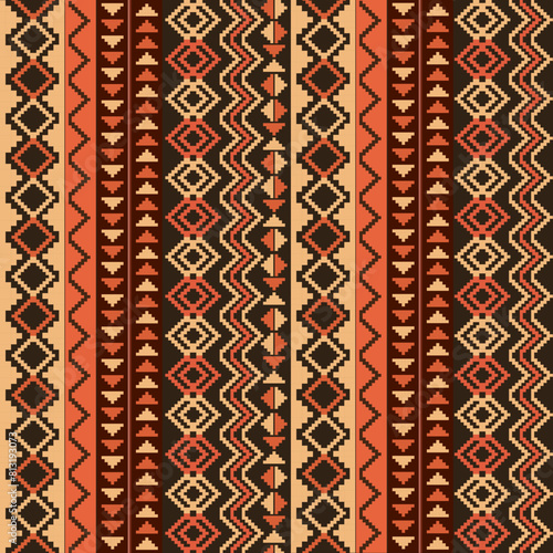 Vector flat design Peruvian pattern, Inca geometric formations.