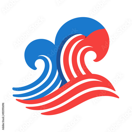 stylized icon of ocean waves, suitable for sea, travel, or nature-related projects