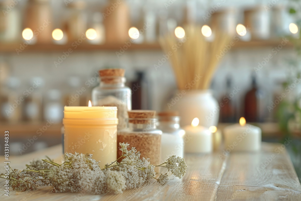 soy candle making workshop with materials like soy wax, wicks, and fragrance oils on the table, featured in a banner soy candle making workshop with materials like soy wax, wicks, and fragrance oils on the table, featured in a banner
