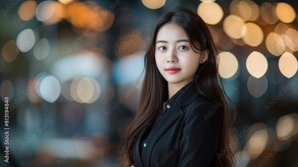 Full-Length Image Of A Young Asian Businesswoman With A Blurred Background Full-Length Image Of A Young Asian Businesswoman With A Blurred Background