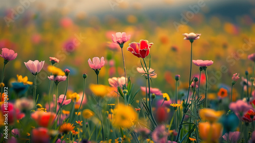 Vibrant Flowers Blooming in a Field