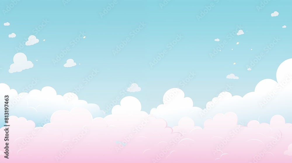 Whimsical Pastel Sky with Fluffy Pink and Blue Clouds Whimsical Pastel Sky with Fluffy Pink and Blue Clouds