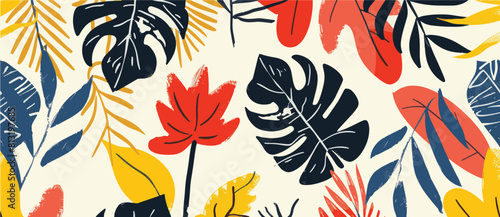 Summer tropical summer leaves and foliage background design