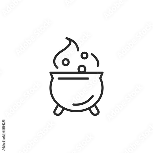 Witch's cauldron icon. Simple depiction of a bubbling potion brew, symbolizing witchcraft, sorcery, and Halloween themes. Ideal for fantasy gaming, storybook illustrations. Vector illustration photo