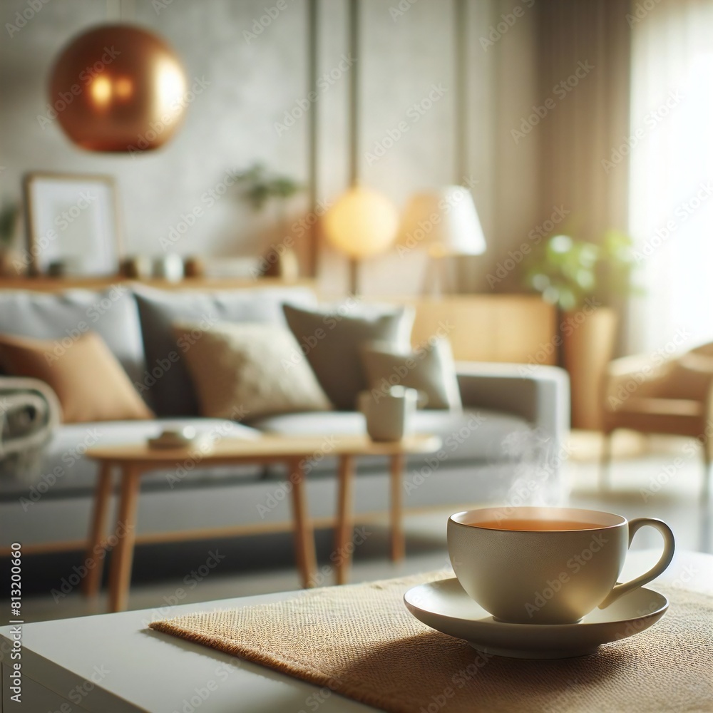 A Cup of tea at table with blurry background A Cup of tea at table with blurry background
