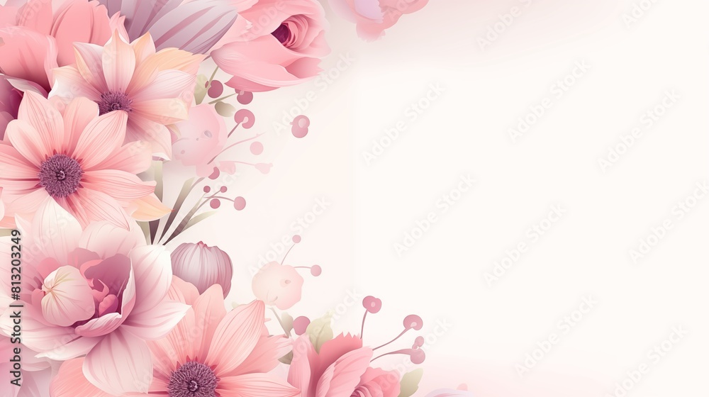 Elegant Floral Illustration with Pink Blooms and Soft Pastel Colors Elegant Floral Illustration with Pink Blooms and Soft Pastel Colors