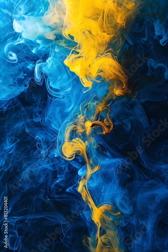 Blue and yellow psychedelic motion background like steam of lava
