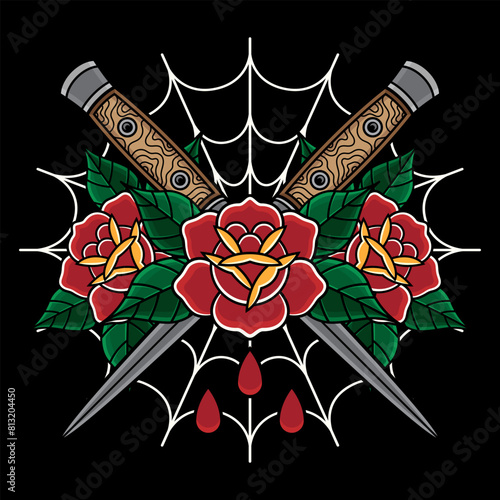 old school tattoo folding knife