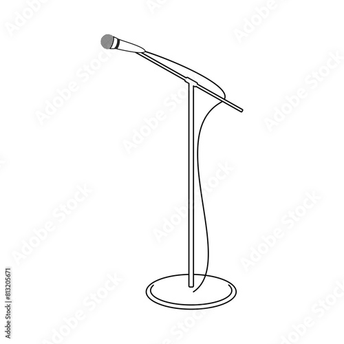 Microphone stand line art vector for karaoke, standup comedy or other performances