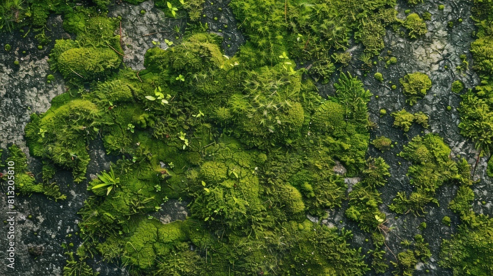 Texture of moss on the wall. green moss background, Green moss on grunge texture for text, creative, backdrop