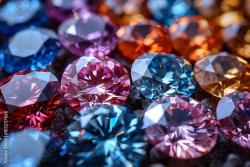 An array of vibrant loose gemstones with varying cuts and colors, showcasing their sparkling beauty