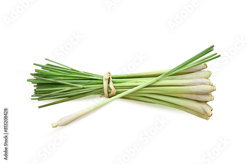 fresh lemongrass  texture in cooking concept and herbal food on transparent.