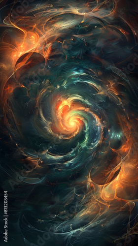 Vibrant Illustration of a Dynamic Vortex Formation Interpreted by Chaos Theory