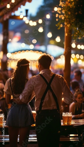 Oktoberfest festivities in germany  lively beer tents and traditional bavarian costumes ambiance photo