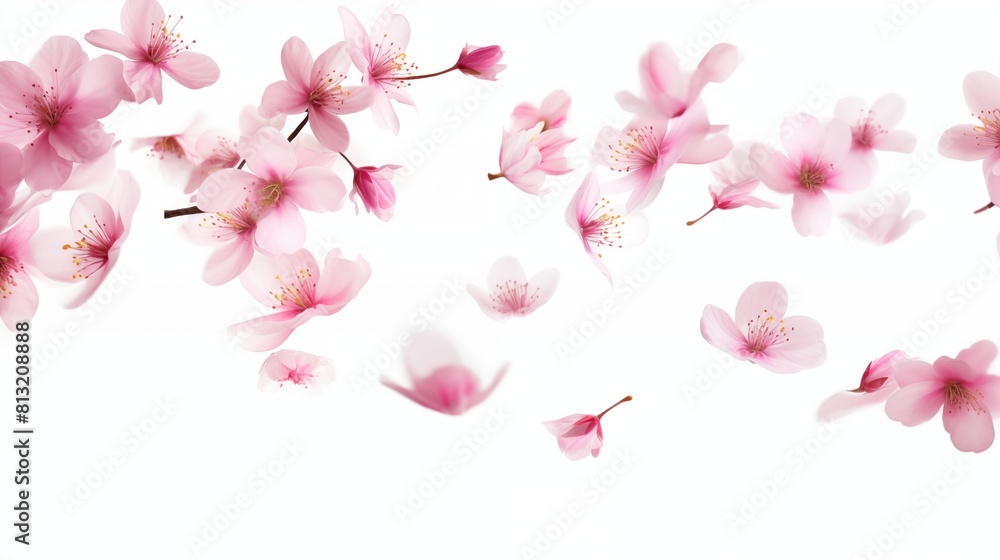 Delicate Pink Cherry Blossoms Floating on a Translucent White Background Delicate Pink Cherry Blossoms Floating on a Translucent White Background