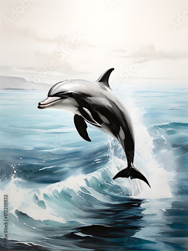 Dolphin Impressionist Ocean Environment Art 