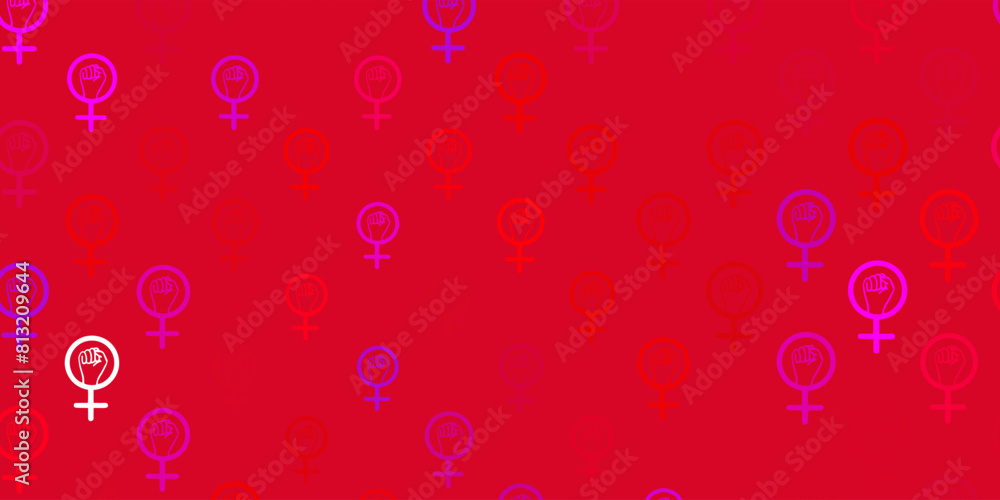 Light Pink, Red vector backdrop with women power symbols. Light Pink, Red vector backdrop with women power symbols.