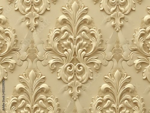 A vintage gold floral ornament pattern, designed with intricate details for a luxurious wallpaper or decorative frame