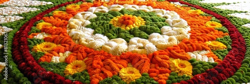 Vibrant onam festival showcasing colorful floral decorations celebrated in india