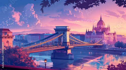 BUDAPEST background for social media, illustration photo
