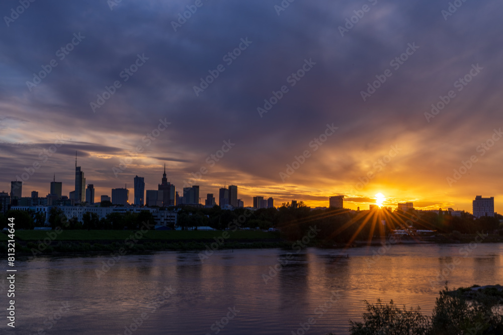 Horizon's Embrace: Warsaw at Dusk Horizon's Embrace: Warsaw at Dusk