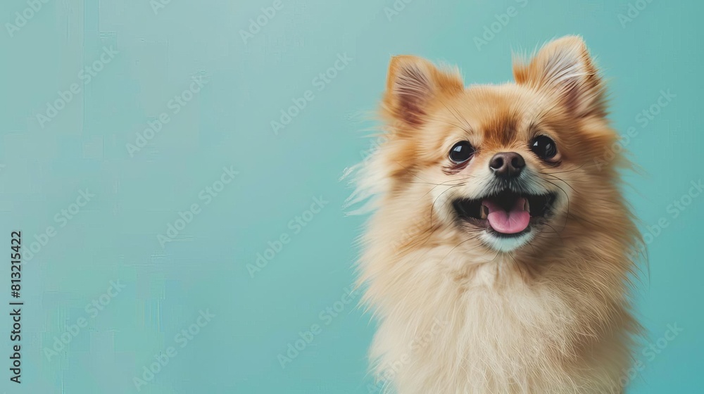 cute and joyful pomeranian dog portrait with copy space pet photography banner cute and joyful pomeranian dog portrait with copy space pet photography banner