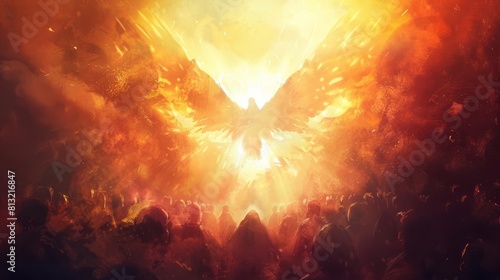dramatic pentecost scene with descending holy spirit and dove spiritual digital painting photo