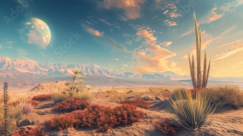 dreamy desert landscape with surreal elements imaginative aigenerated digital artwork photo