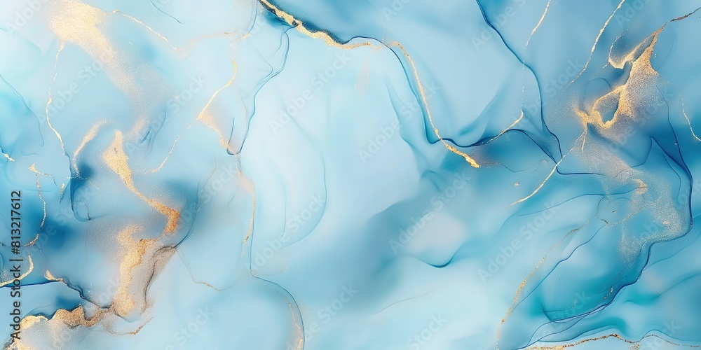 Marble blue gold. Abstract blue and white marble background with golden lines, liquid art painting in the style of watercolor Marble blue gold. Abstract blue and white marble background with golden lines, liquid art painting in the style of watercolor