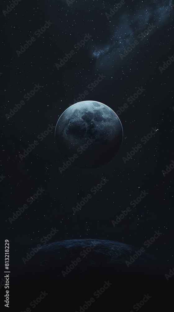 Planet in deep space, exoplanet through the eyes of an artist, beautiful wallpaper, space background Planet in deep space, exoplanet through the eyes of an artist, beautiful wallpaper, space background