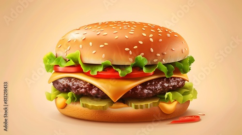 Fast food hamburger burger cheeseburger sandwich fresh fastfood menu restaurant decoration background. Graphic Art