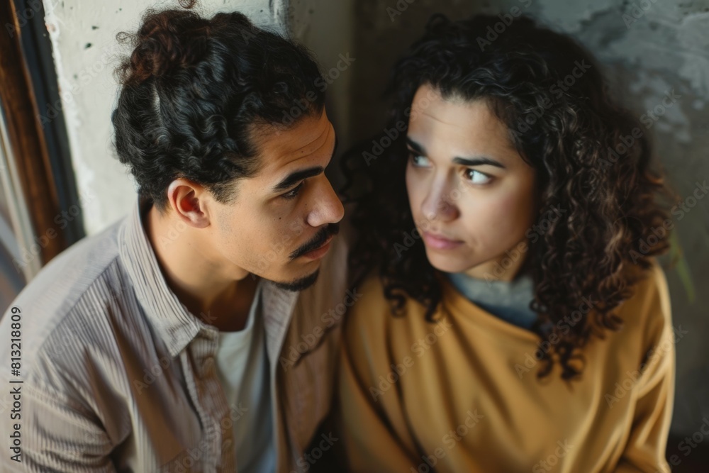 A man and a woman are standing next to each other A man and a woman are standing next to each other