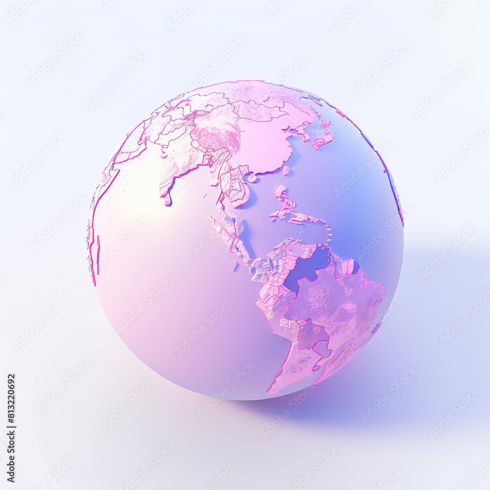 Pastel Pink and Purple Stylized Globe Pastel Pink and Purple Stylized Globe