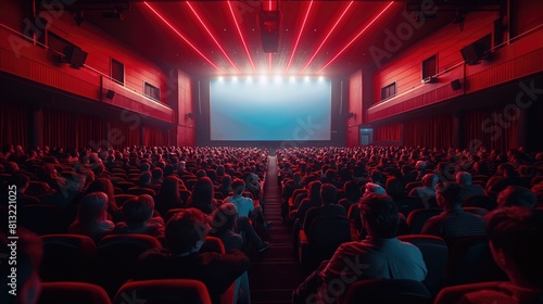 Wallpaper Mural Cinema auditorium with rows of seats and curtains, mockup sinema screen Torontodigital.ca