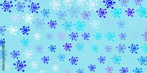 Light Pink, Blue vector background with covid-19 symbols. © Guskova