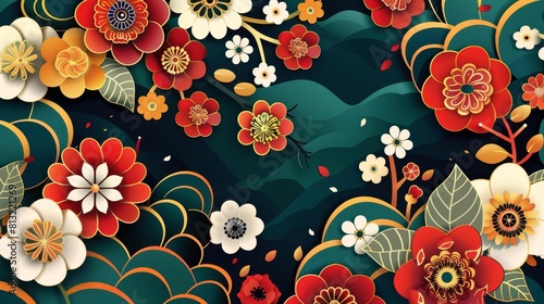 festive asian american and pacific islander heritage month banner with traditional floral elements vector illustration