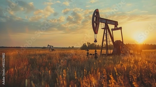 fossil fuel pollution industrial oil pump jack extracting crude in field environmental impact concept photo