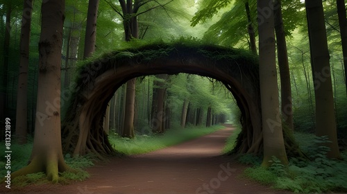 Wallpaper Mural Natural Archway Shaped by Branches in the Forest,forest canopy, nature's sculpture, woodland wonder, tree formation, outdoor exploration Torontodigital.ca