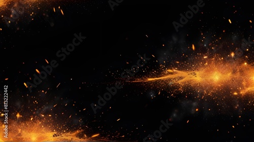Abstract Fire Sparks Over Black Background pyrotechnic display  fiery abstraction  glowing particles  dramatic backdrop  dynamic light effects