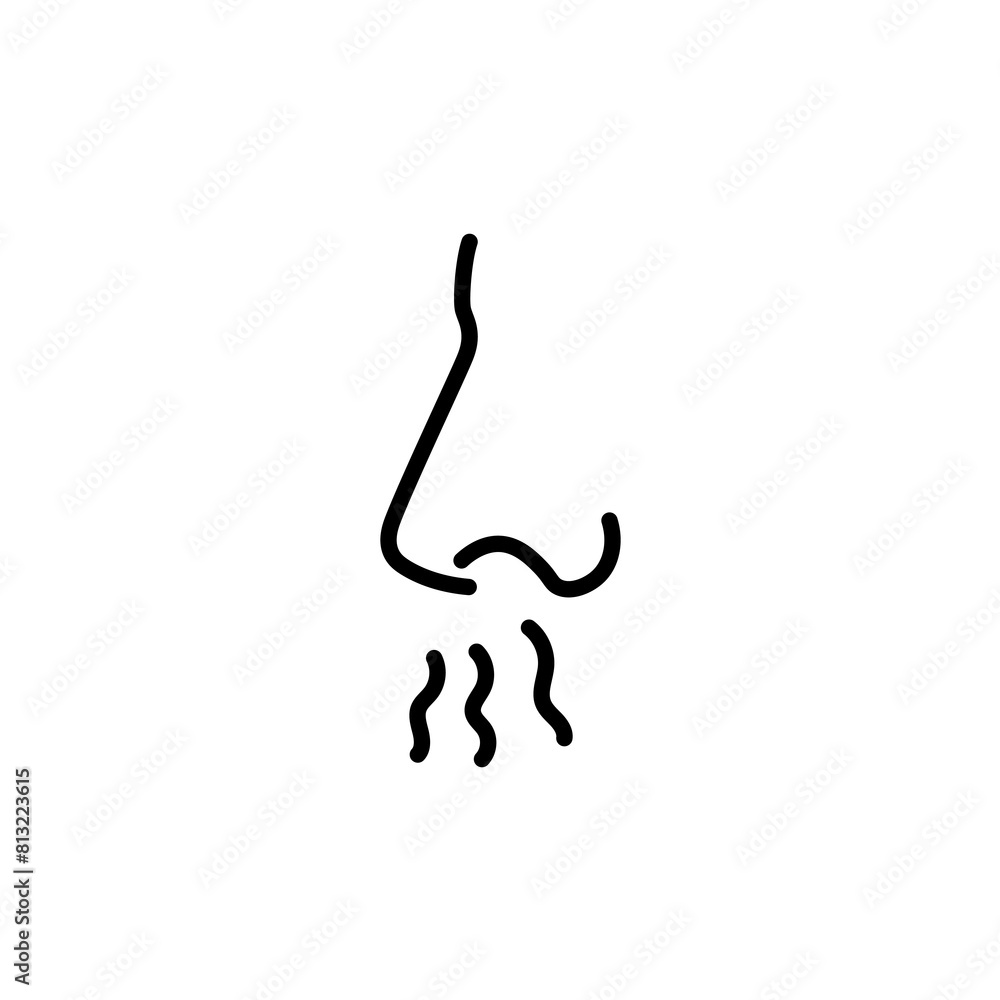 Breath smell nose line icon. Odour breath smell stroke web human sneeze air icon symbol illustration concept. Breath smell nose line icon. Odour breath smell stroke web human sneeze air icon symbol illustration concept.