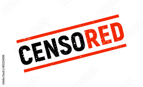 Red censor rubber stamp grunge icon. Content censor vector red stamp control illustration isolated icon.