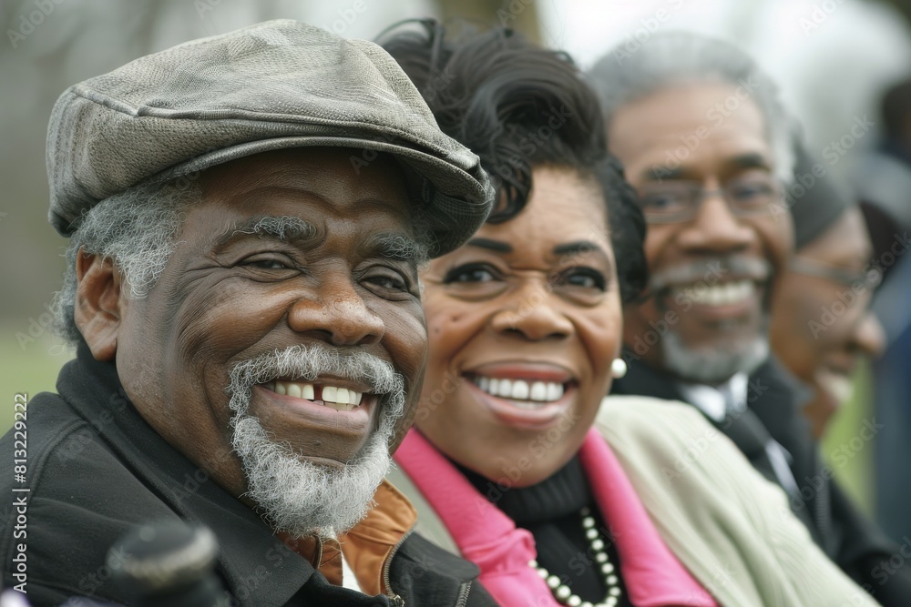 Portrait of a happy senior African American man with his family. Portrait of a happy senior African American man with his family.