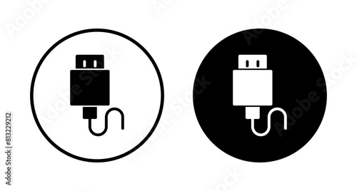 Usb icon vector isolated on white background. Flash disk icon vector