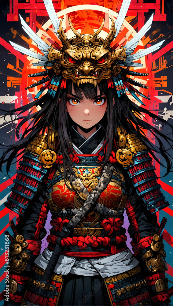Female anime character samurai style.