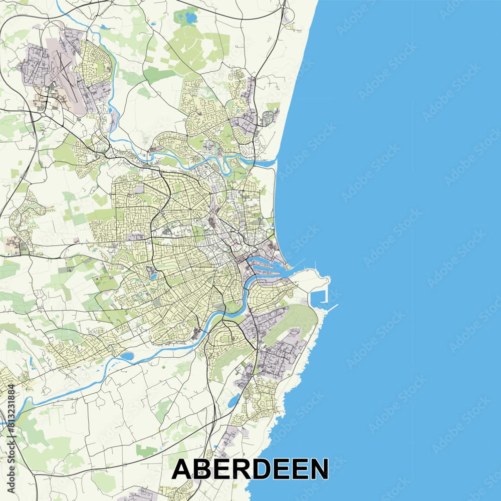 Fototapeta premium Aberdeen, United Kingdom map poster art