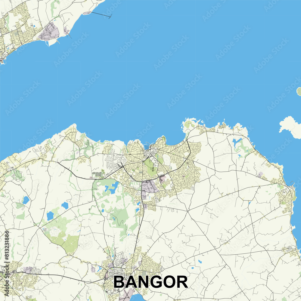 Fototapeta premium Bangor, United Kingdom map poster art