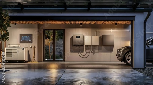 sustainable home energy storage solution alternative battery packs mounted on garage wall