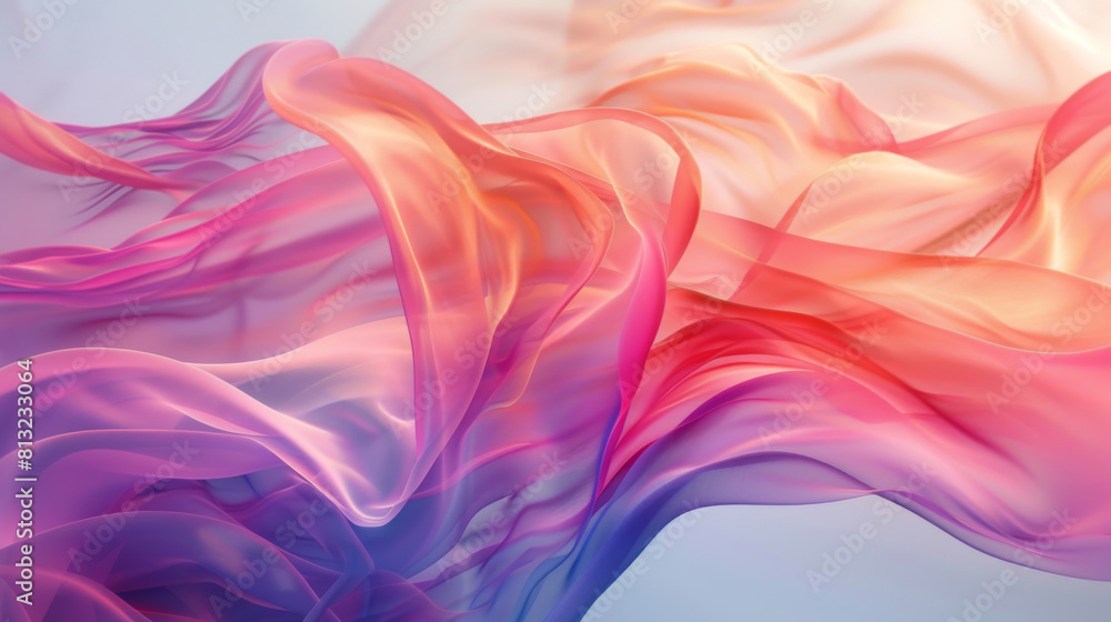 Soft, flowing silk fabric waves in delicate shades of pink and purple, depicting grace and fluidity. Soft, flowing silk fabric waves in delicate shades of pink and purple, depicting grace and fluidity.
