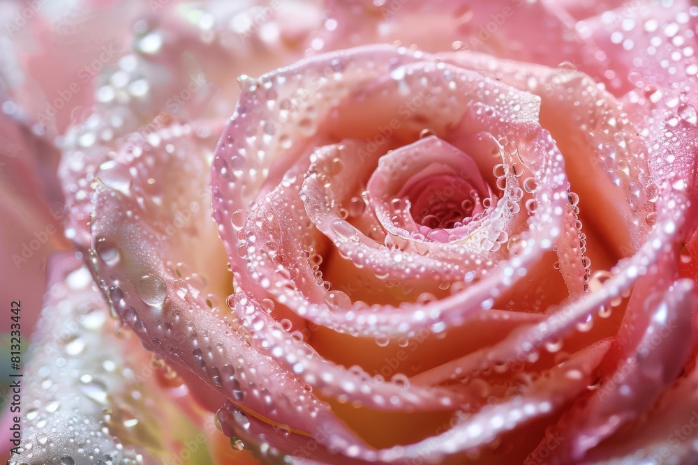 delicate pink rose with morning dew drops soft focus floral macro delicate pink rose with morning dew drops soft focus floral macro