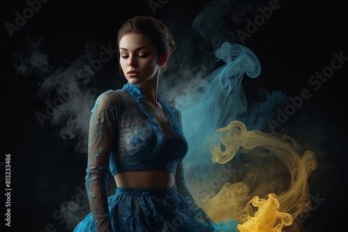 Ethereal Dance: Light Blue Lace and White Smoke Spiral in Wild Waters
